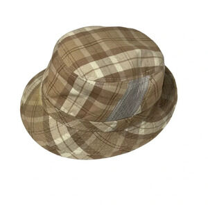 Broner Lightweight Plaid Vented Fedora Hat - Good Preowned Condition- Medium